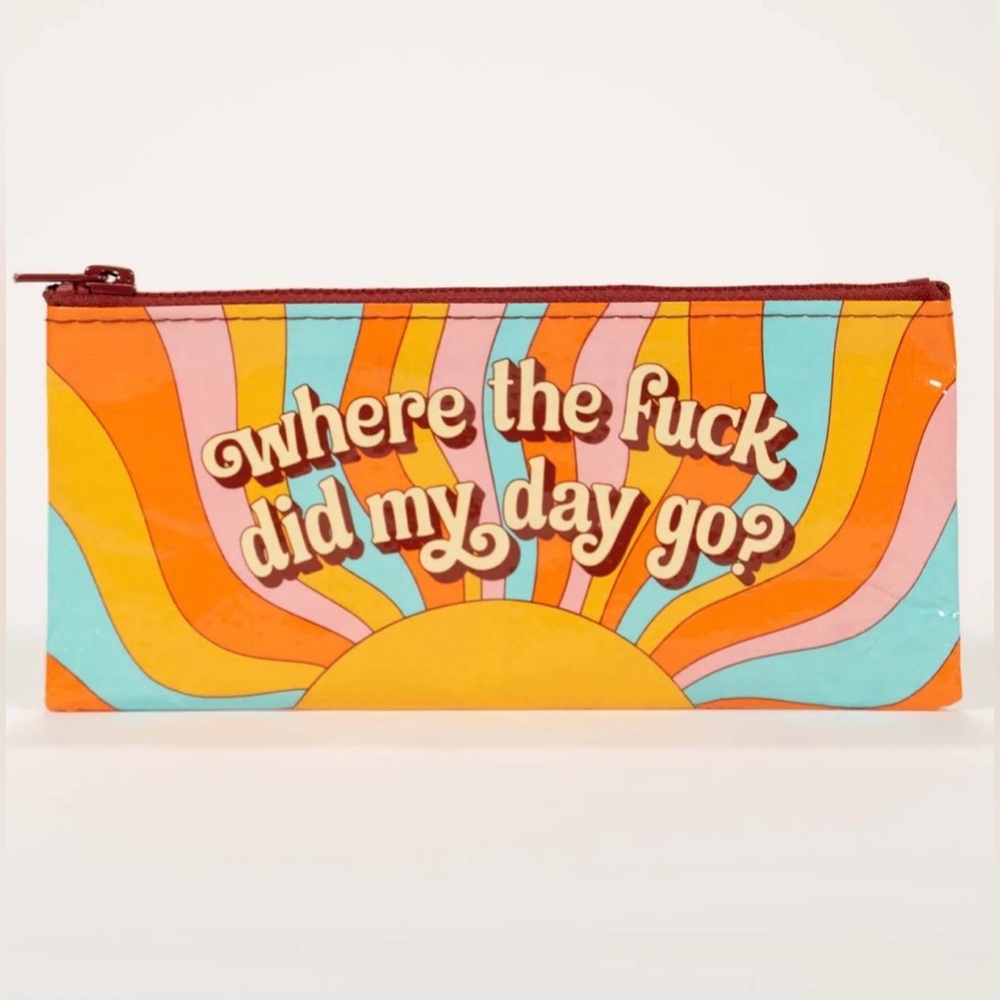NWOT Blue Q Illustrated Pencil Case/Pouch- Where The F*ck Did My Day Go?, NSFW